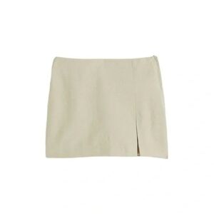 💚5/$25 H&M Linen Blend Mini Skirt Size 14 Beige